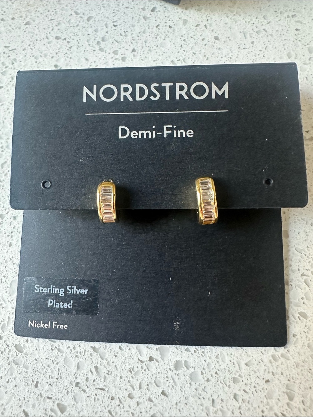 Nordstrom Gold Baguette Huggie Earrings - Picture 3 of 3